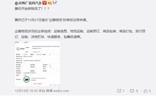 騰訊注冊(cè)企鵝物流商標(biāo) 或和京東拼刺刀