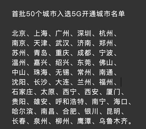 中國各城市5G建設時間 有你在的地方嗎