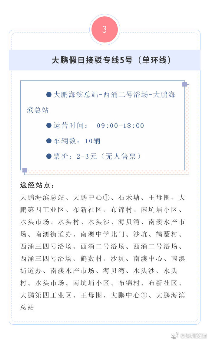 大鵬交通動(dòng)態(tài) 大鵬假日專線五一恢復(fù)運(yùn)營(yíng)