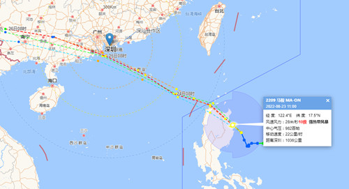 2022第9號臺風(fēng)馬鞍最新消息 馬鞍會經(jīng)過深圳嗎