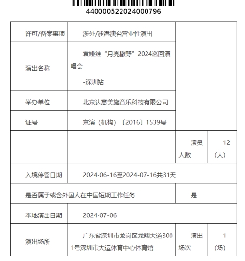 2024袁婭維深圳演唱會(huì)最新消息